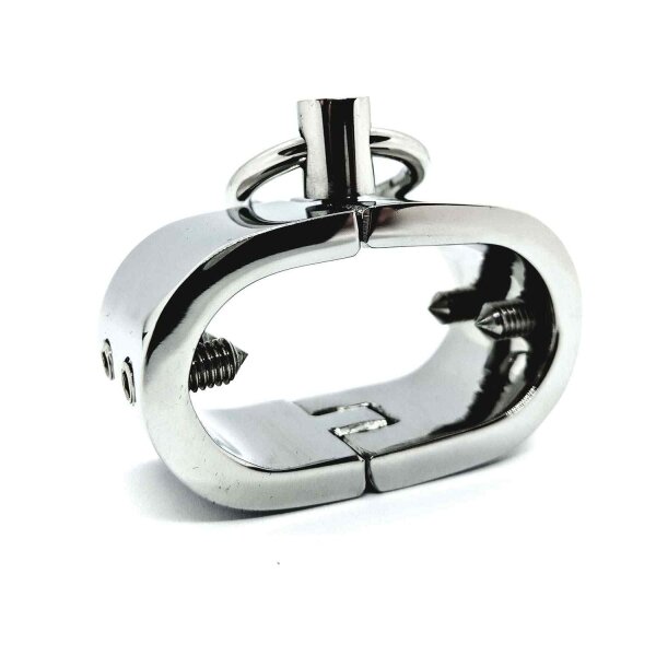 Black Label Stainless Steel Testicle Shackle With Spikes - Heigh