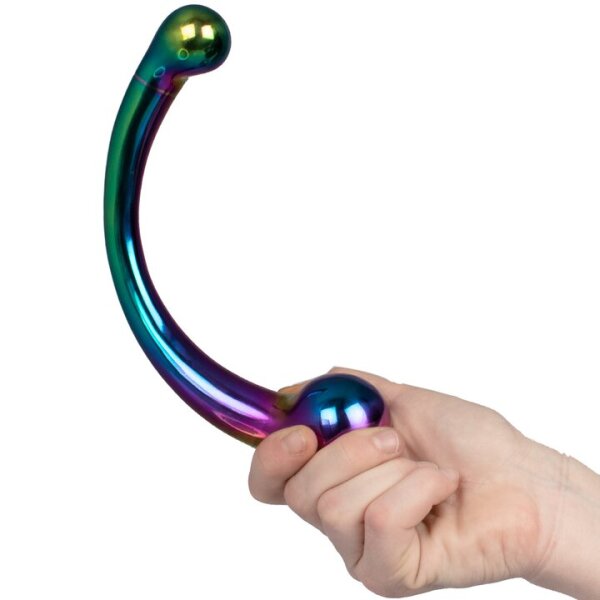 The Rainbow Curvy Stainless Steel Double Ended G-Spot Dildo - 20,3 cm