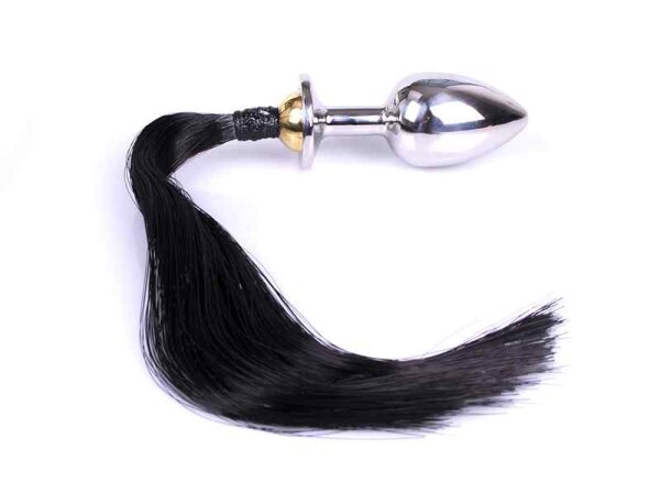 Buttplug with Horsetail Black 3 cm