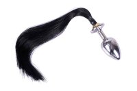 Buttplug with Horsetail Black 3 cm