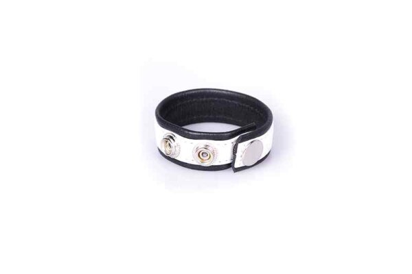 Rainbow Leather Cock Strap Black & White