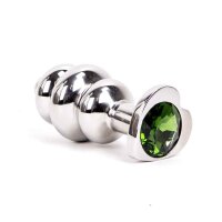 Heartshaped Jewelled Ribbed Buttplug