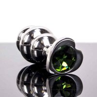 Heartshaped Jewelled Ribbed Buttplug