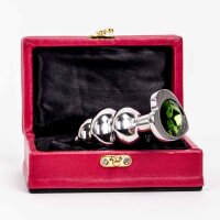 Heartshaped Jewelled Ribbed Buttplug