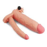 Pleasure X-Tender - Vibrating Double Penis Sleeve Flesh 1