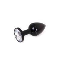 Kiotos - Aluminium Buttplug Black with Clear Gem 2,8 cm