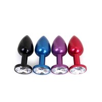 Kiotos - Aluminium Buttplug Black with Clear Gem 2,8 cm