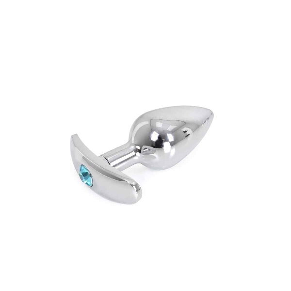 Aluminium Handle Buttplug Blue Gem