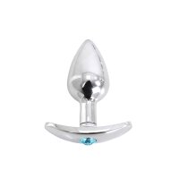 Aluminium Handle Buttplug Blue Gem