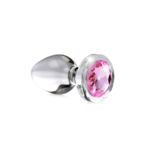 Pink Gem Glass Anal Plug Large