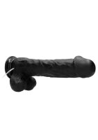 Vibrating Realistic Cock - 11" - With Scrotum - Black