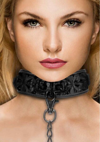Luxury Collar with Leash Black