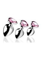 Booty Sparks Pink Heart Gem Anal Plug Set - 3 Pieces -...