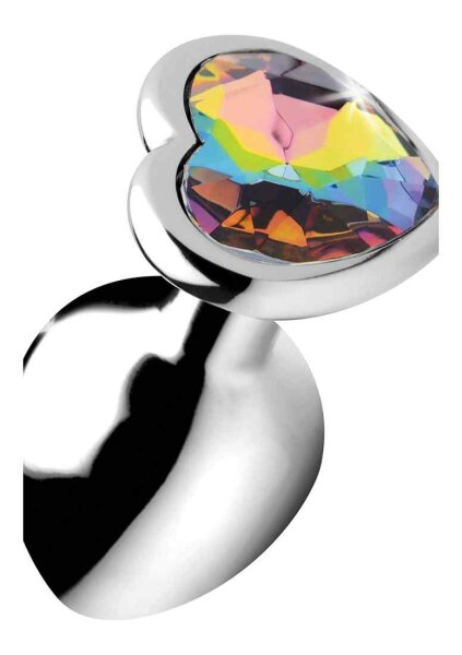 Booty Sparks Rainbow Prism Heart Anal Plug - Medium - Silver 3,4 cm