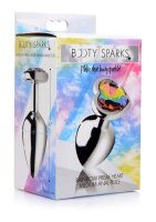 Booty Sparks Rainbow Prism Heart Anal Plug - Medium - Silver 3,4 cm
