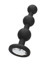 Silicone Beaded Diamond Butt Plug - Black 4 cm