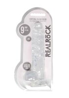 9" / 23 cm Realistic Dildo With Balls - Transparent