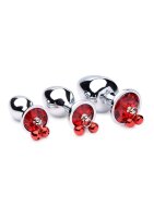 Booty Sparks Red Gem with Bells Anal Plug Set