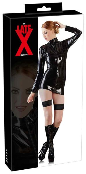 Latex Damen Hemd Zip schwarz S - 2XL