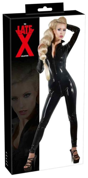 Latex Catsuit schwarz XS - 2XL