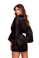 All Satin Robe Black One Size - Queen Size