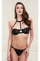Baci Bra & Strappy G-String Set Black S - XL