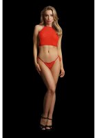 Festive Rhinestone Top And Thong Red One Size - Queen Size