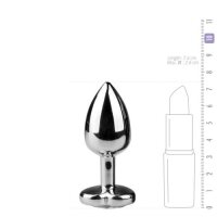 Metal Butt Plug No. 2 Silver/Clear 2,6 cm