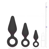 Black Buttplugs With Pull Ring Set