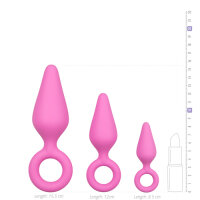 Pink Buttplugs With Pull Ring Set