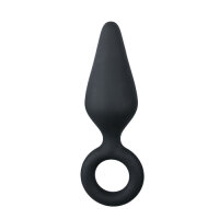 Black Buttplugs With Pull Ring Medium