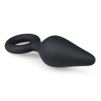 Black Buttplugs With Pull Ring Medium