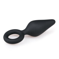 Black Buttplugs With Pull Ring Medium