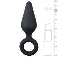 Black Buttplugs With Pull Ring Medium