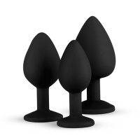 Silicone Buttplug Set with Diamond Black