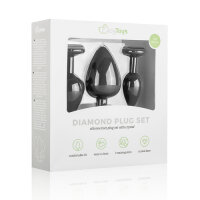 Silicone Buttplug Set with Diamond Black