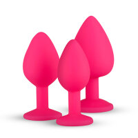 Silicone Butt Plug with Diamond Pink