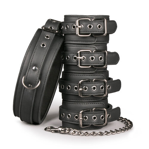 Fetish set with collar, ankl and wrist cuffs