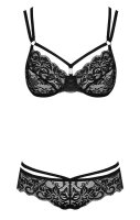 Obsessive Bra and Panty with Lace Black S - XL