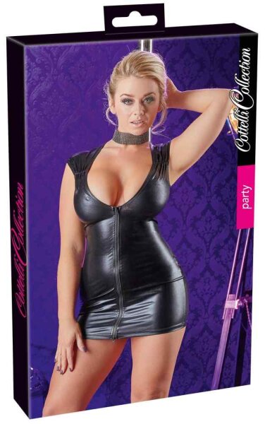 Wetlookkleid Zip S - XL