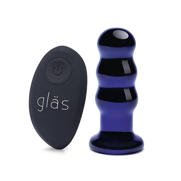 Glas Rechargeable Remote Controlled  Vibrating Beaded Buttplug