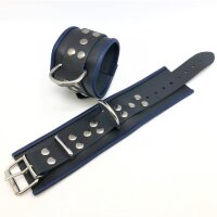 Black-Blue Leather Handcuffs