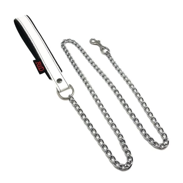 Leash with Leather Handle 1 m White