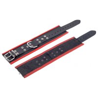 Leather Ankle Cuffs Black-Red