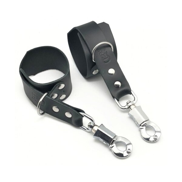 Leather Handcuffs With Anti-Panic Safety Snap Hook