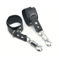 Leather Handcuffs With Anti-Panic Safety Snap Hook