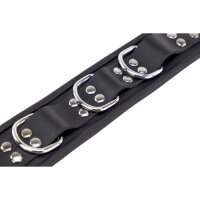 Leather Necklace 3 D rings Black