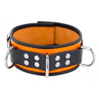 Leather Necklace 3 Rings D Orange-Black