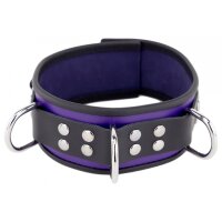 Leather Necklace 3 Rings D Purple-Black