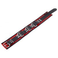 Leather Necklace 3 Rings D Red-Black